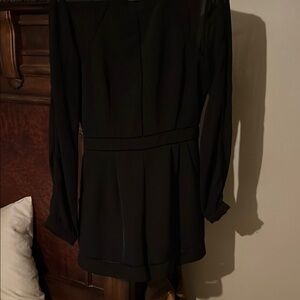 Elegant Black Long Sleeve Romper